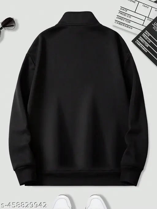 Black Quarter-zipper sweatshirt